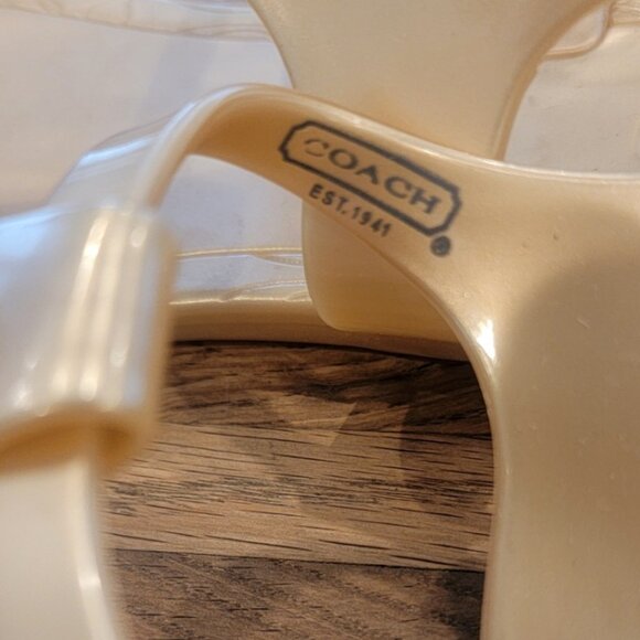 NWOT Coach Phila Golden Champagne T Strap Thong Jelly Sandals - Picture 11 of 15